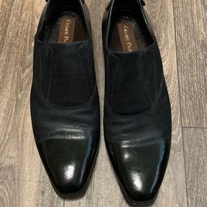 Cesare Paciotti Italian Mens Shoes Slip On Black Suede & Patent Leather Size 8